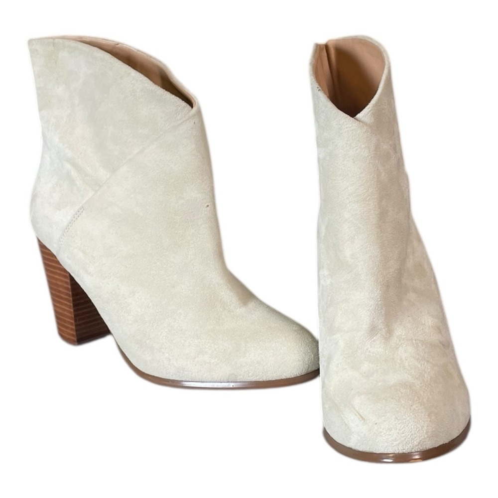 Joes Women's Bootie Ankle Heels White Suede And Brown Size 10